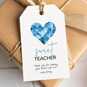 Sweet teacher gift tag with blue heart