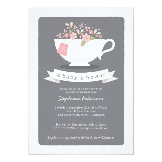 Sweet Teacup Pink Floral Baby Shower Invitation Zazzle Com