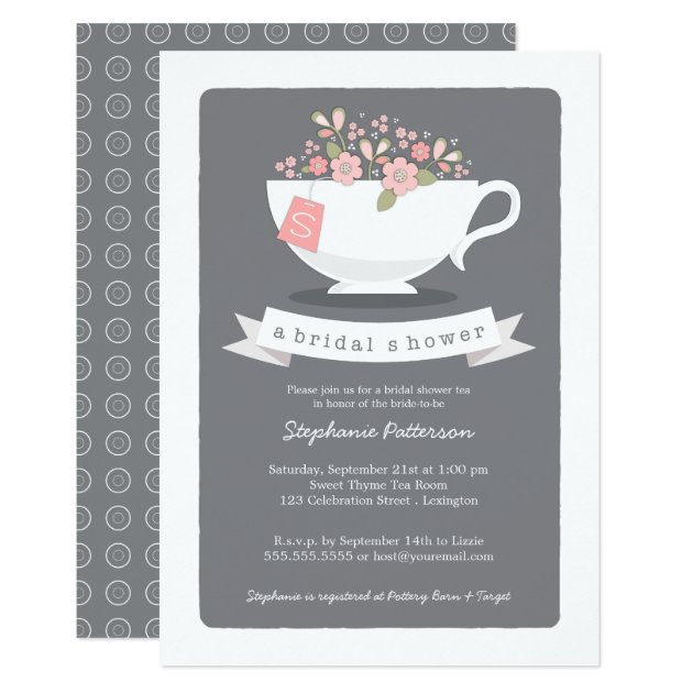 Sweet Teacup Pink Floral Bridal Shower Invitation