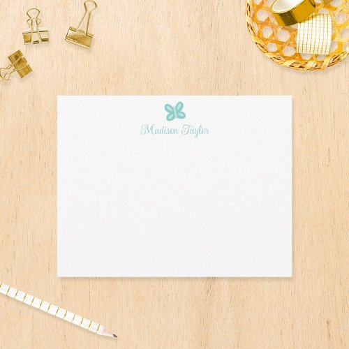 Sweet Teal Butterfly Personalized Stationery Note Card