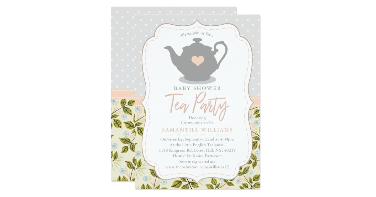 Sweet Teapot Baby Shower Tea Party Invitation Zazzle Com