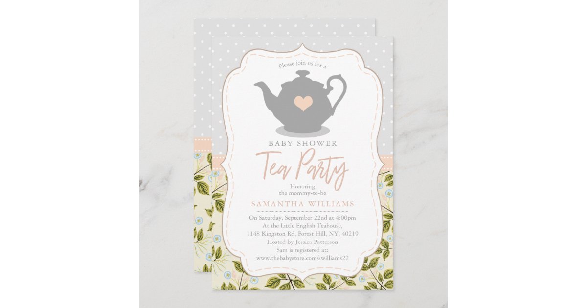 Sweet Teapot Baby Shower Tea Party Invitation Zazzle