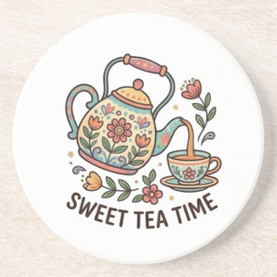 Sweet TeaTime Vintage Teapot Cottagecore Aesthetic Coaster