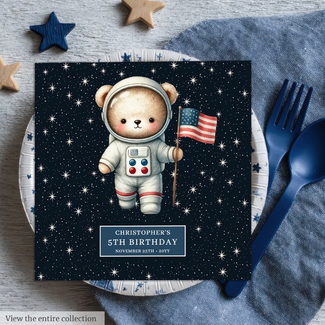 Sweet Teddy Bear Astronaut Napkins Birthday Boy (Sweet Teddy Bear Astronaut Napkins Birthday Boy)