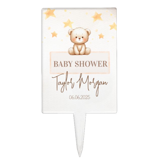 Sweet Teddy Bear Baby Shower Cake Topper (Front)