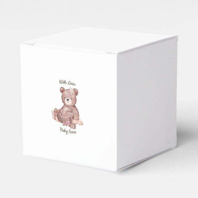 Sweet Teddy Bear Baby Shower Favor Boxes (Front Side)