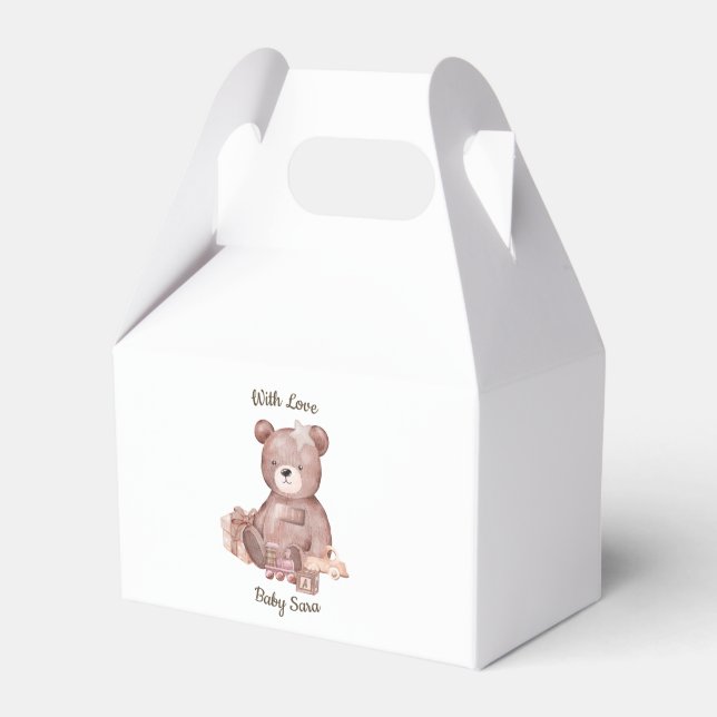 Sweet Teddy Bear Baby Shower Favor Boxes (Front Side)