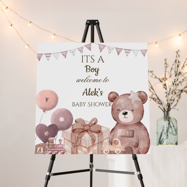 Sweet Teddy Bear Baby Shower Foam Board Banner (In Situ (Stand))
