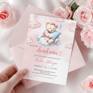 Sweet Teddy Bear Baby Shower Invite Cloud Nine  