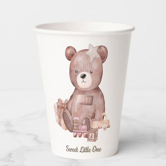 Sweet Teddy Bear Baby Shower Paper Cups (Front)
