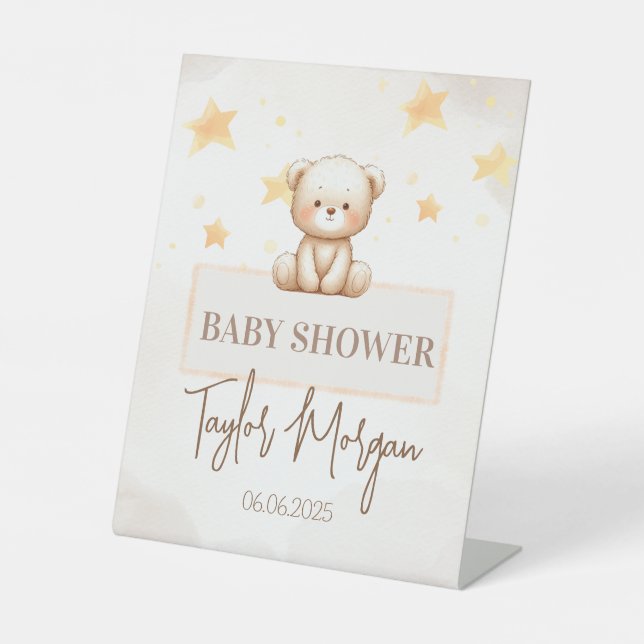 Sweet Teddy Bear Baby Shower Pedestal Sign (Front)