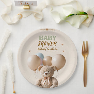 Sweet Teddy Bear Baby Shower Serving Platter Paper Plates