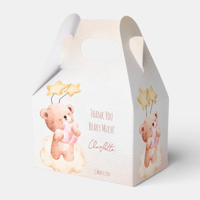 Sweet teddy bear birthday party personalized  favor boxes (Back Side)