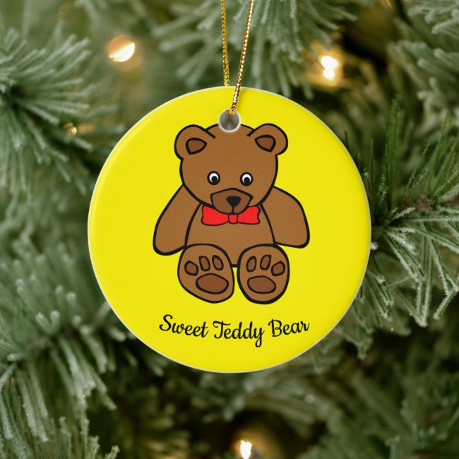 Sweet Teddy Bear Ceramic Ornament