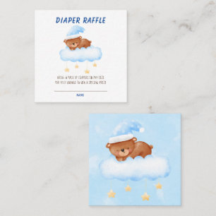 Sweet Teddy Bear Diaper Raffle Baby Shower Square Business Card
