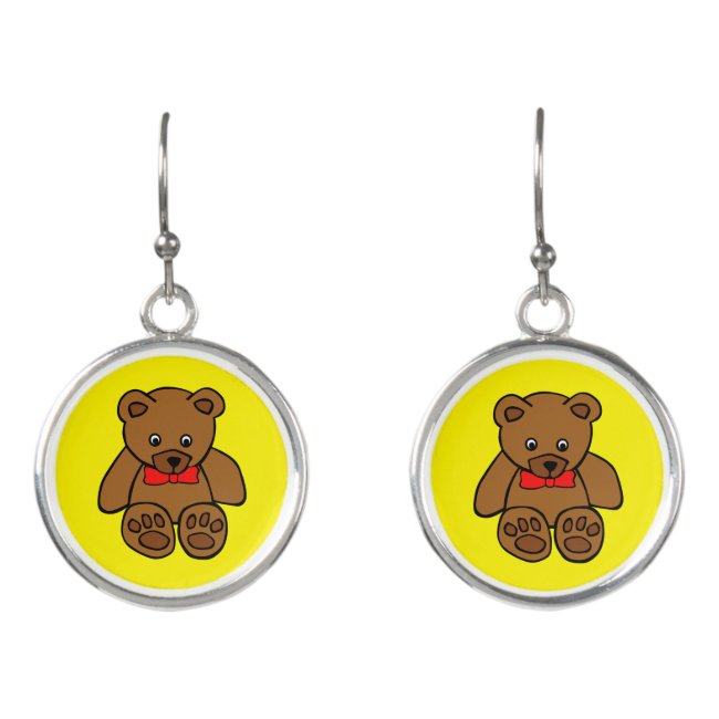 Sweet Teddy Bear Drop Earrings