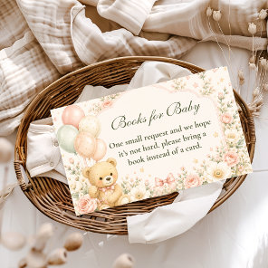Sweet Teddy Bear Floral Books for Baby Enclosure Card
