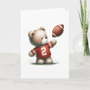 Sweet Teddy Bear Football Player Blank Greeting Card