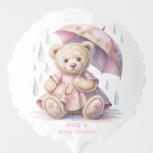 Sweet Teddy Bear Girl Baby Shower Favor Balloon