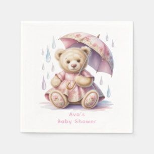 Sweet Teddy Bear Girl Baby Shower Napkins