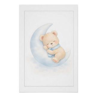 Sweet Teddy Bear Illustration – Premium Nursery Wa Poster