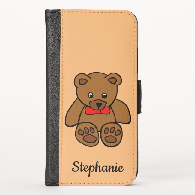 Sweet Teddy Bear iPhone X Wallet Case