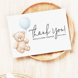 Sweet Teddy Bear Modern Script Baby Shower Thank You Card