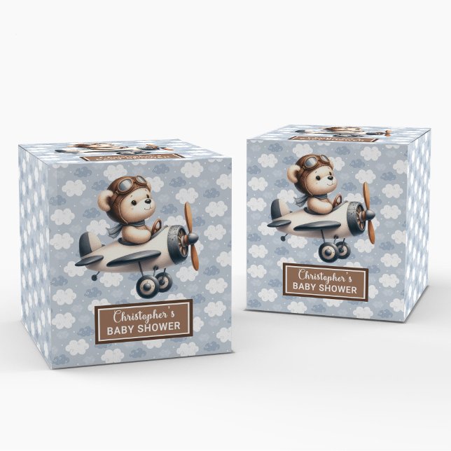 Sweet Teddy Bear Pilot Shower Boy Favor Box (Sweet Teddy Bear Pilot Shower Boy Favor Box)