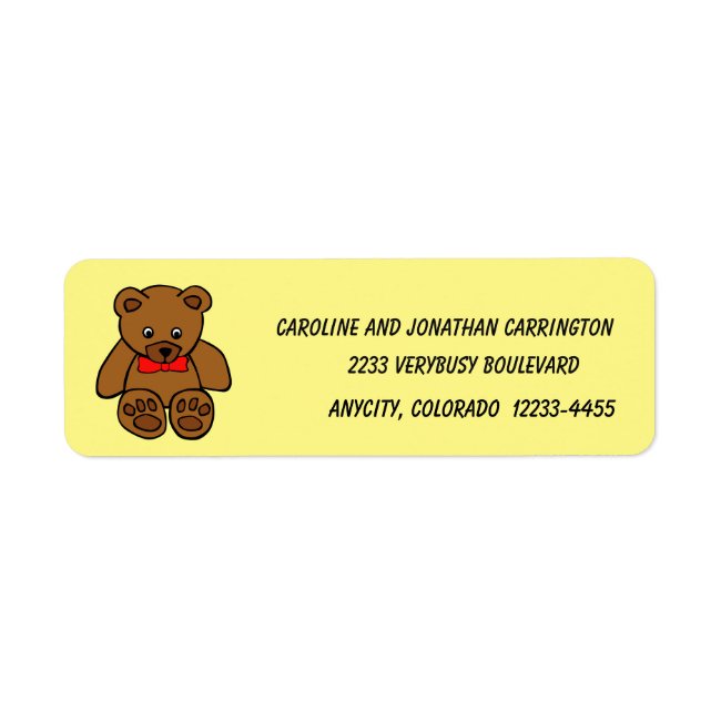 Sweet Teddy Bear Return Address Label