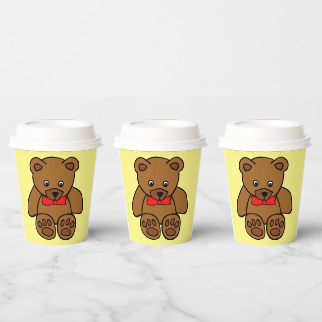 Sweet Teddy Bear Set of Paper Cups