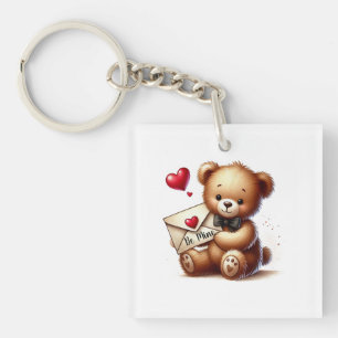 Sweet Teddy Bear Valentines Day Be Mine Keychain