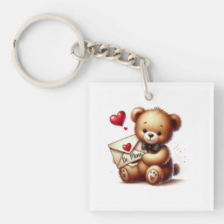 Sweet Teddy Bear Valentines Day Be Mine Keychain