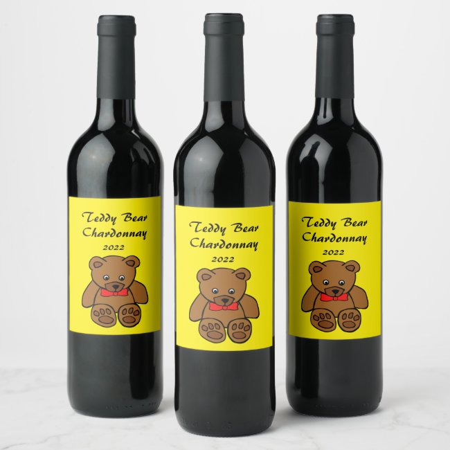 Sweet Teddy Bear Wine Label