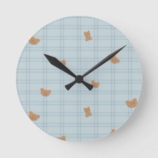Sweet Teddy Bears Seamless Pattern – Cute Baby Round Clock