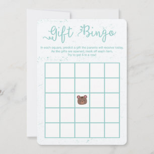 Sweet Teddy Blue Boy Baby Shower Bingo Game Invitation