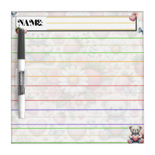 Sweet Teddy Dreams with Name Section Dry Erase Board