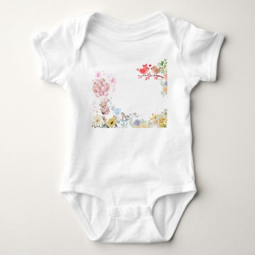 Sweet Teddy Love Birds Baby Shower Bodysuit
