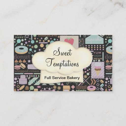 Customizable Sweet Temptations Bakery Boutique Business Cards
