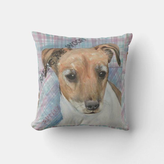 SWEET TERRIER PUPPY THROW PILLOW (Front)