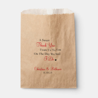 Sweet Thank You Black and Red Wedding Favor Bag