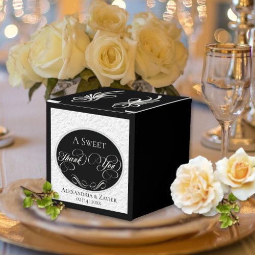 Sweet Thank You - Black/Silver Favor Boxes