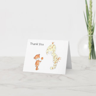 Sweet Thank You Card - Baby Bear and Giraffe