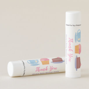 Sweet Thank You Cupcake and Tea Baby Shower Lip Balm
