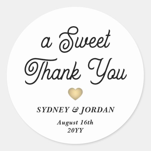 Sweet Thank You Elegant Retro Script Wedding Favor Classic Round Sticker