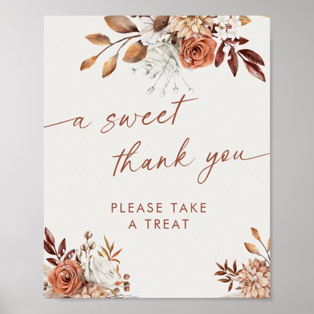 Sweet Thank You Favors Boho Bridal Shower Sign (Front)