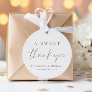 Sweet Thank You Gold Typography Wedding Reception Favor Tags