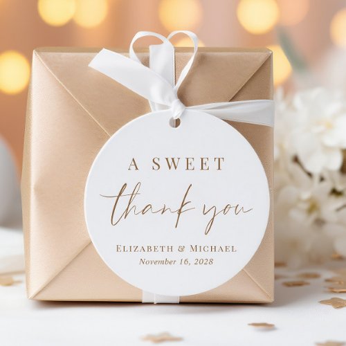 Sweet Thank You Gold Typography Wedding Reception Favor Tags