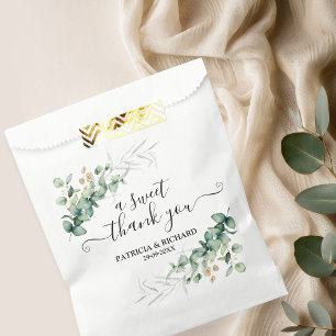 Sweet Thank You Greenery Eucalyptus Wedding Favor Bag