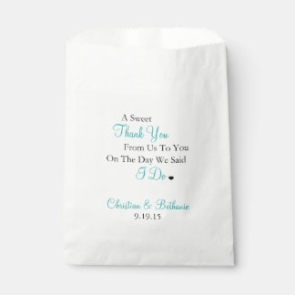 Sweet Thank You Personalized Teal Wedding Favor Bag