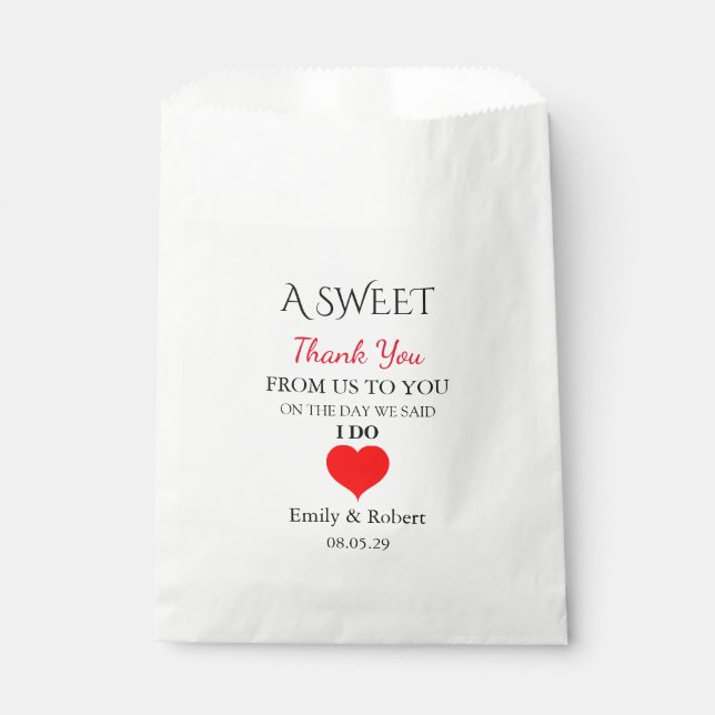 Sweet Thank You Wedding Favor Buffet Favor Bag (Front)